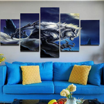 Alpha White Werewolf 5 Pieces Wall Art Canvas Wolf Decoration Living Room 5 Panel Canvas