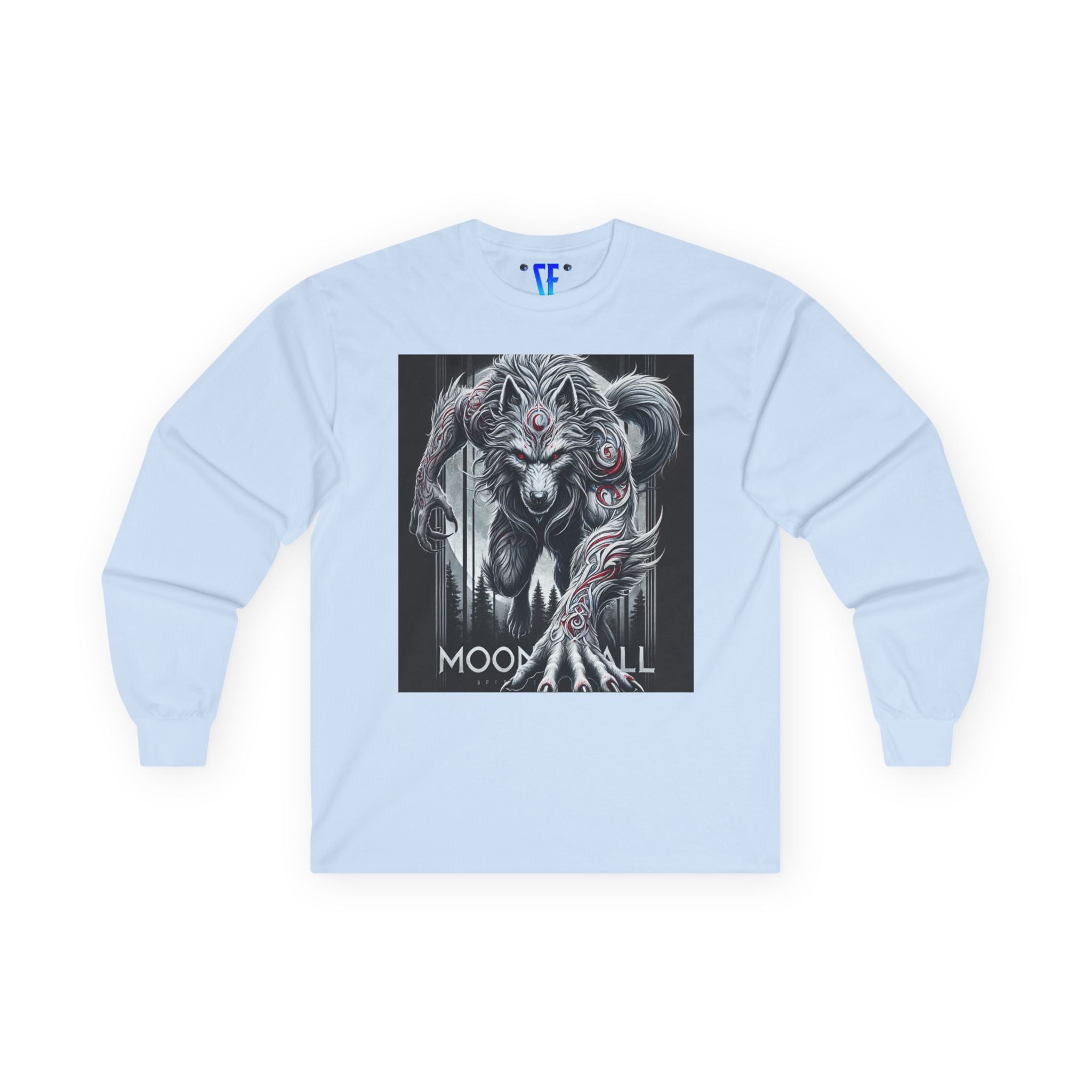 Moonfall Series Silver Werewolf Long Sleeve Tee Mystical Moonlight