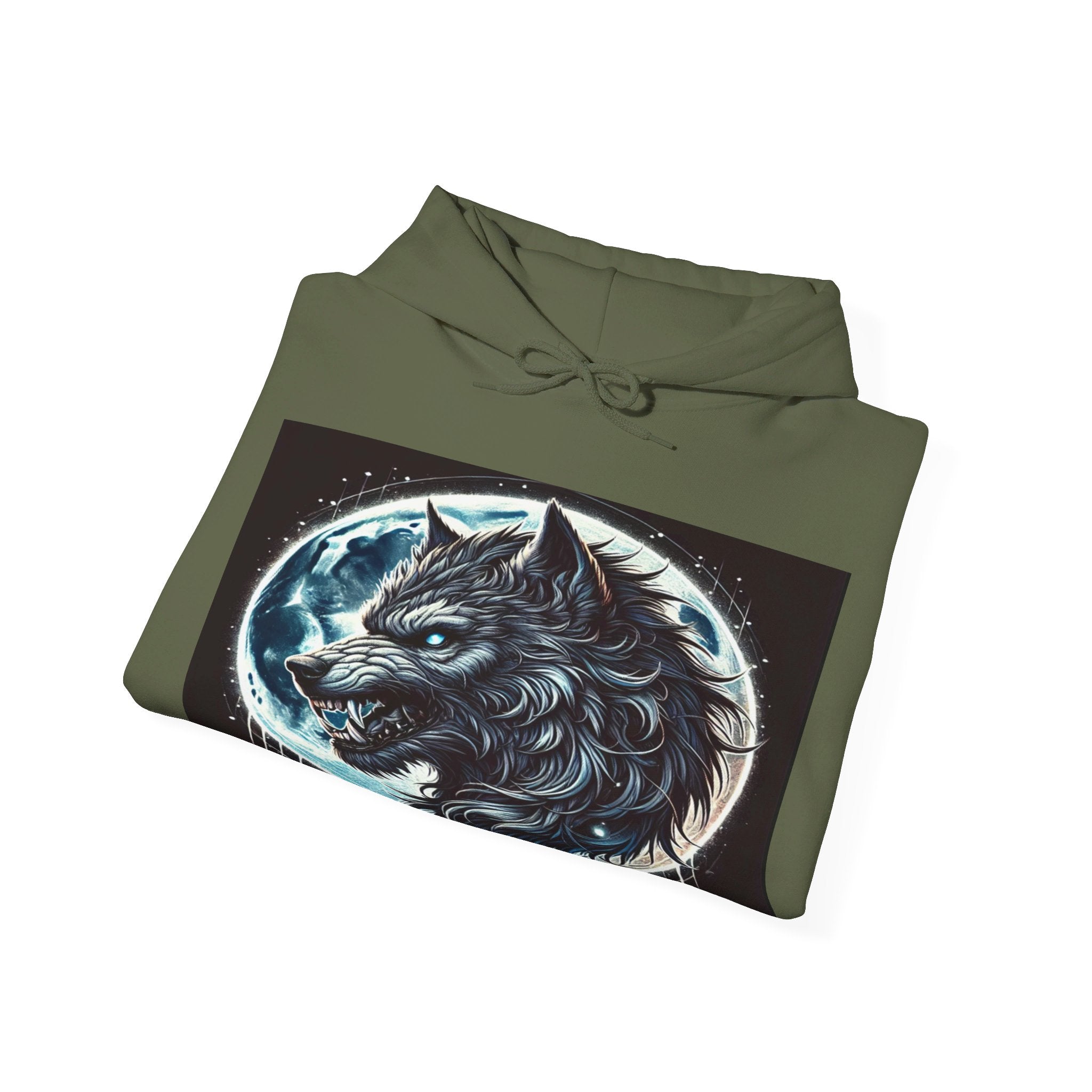 Moonfall Series Fierce Wolf Howling Moon Hoodie Stylish Unique Graphic Hooded Sweatshirt Wolf Adventure Seekers