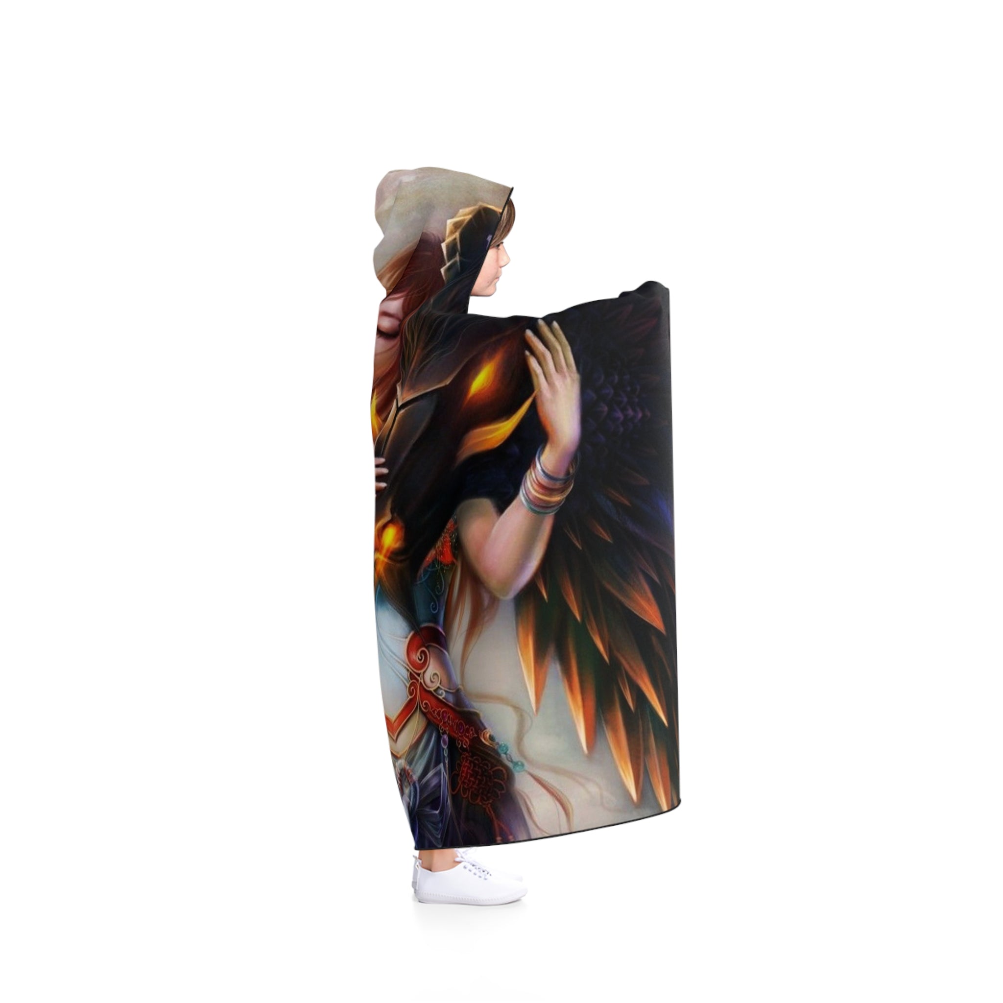 Fantasy Dragon Warrior Women Hooded Blanket