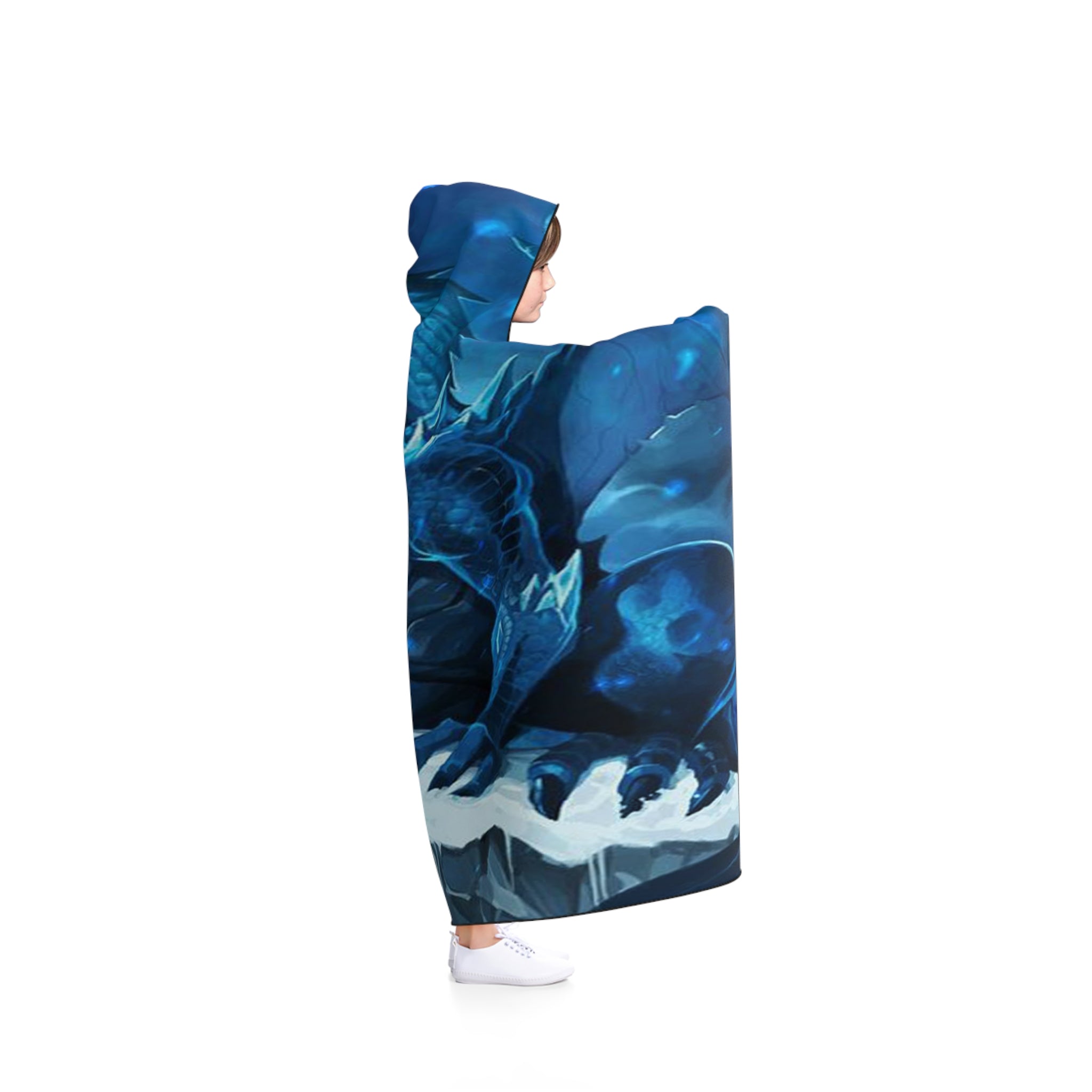 Ice Blue Dragon Hooded Blanket