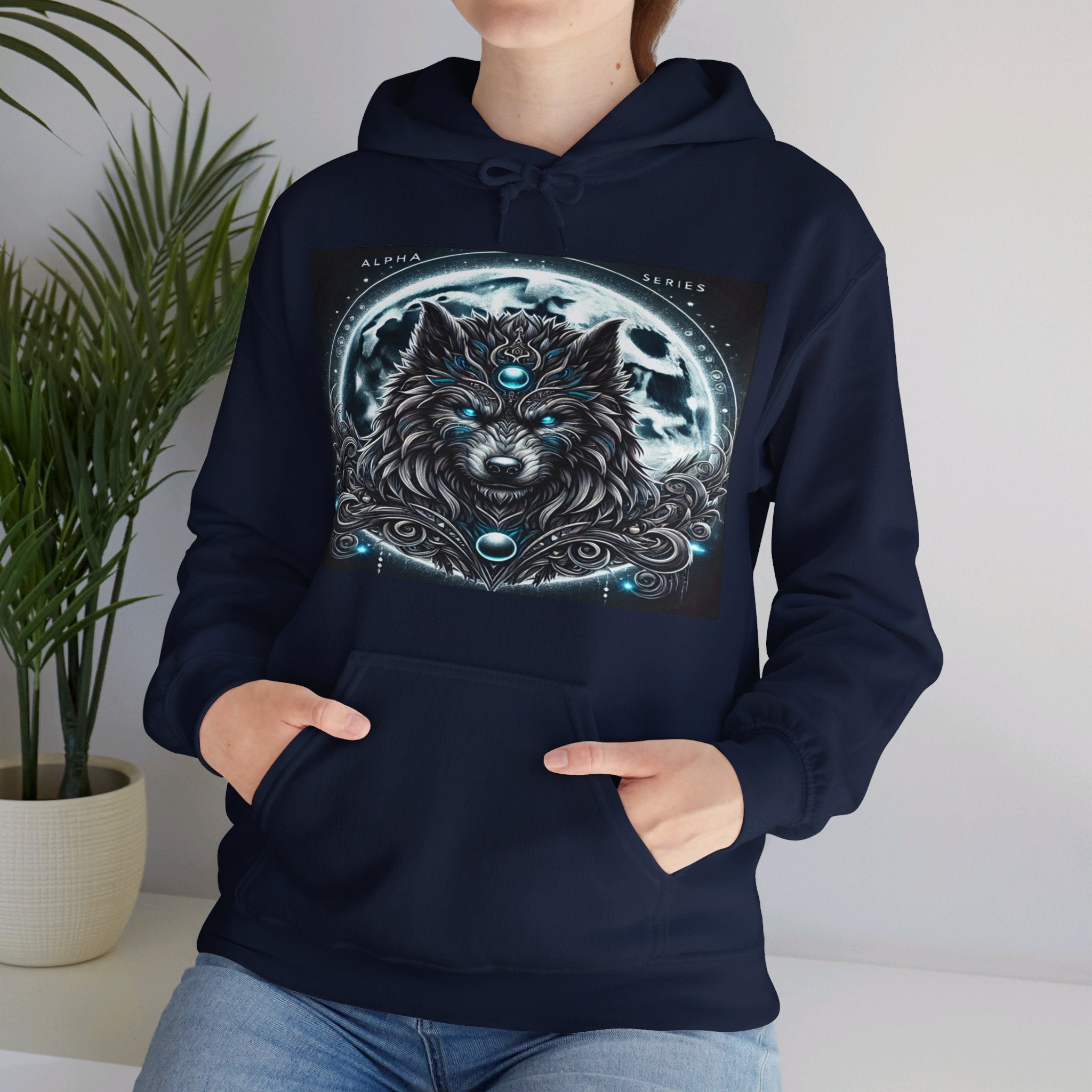 Moonfall Series Alpha Wolf Moon Hoodie Artistic Stylish Unique Graphic Hooded Sweatshirt Wolf Seekers