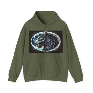 Moonfall Series Fierce Wolf Howling Moon Hoodie Stylish Unique Graphic Hooded Sweatshirt Wolf Adventure Seekers