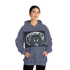 Moonfall Series Celestial Wolf Moon Hoodie Stylish Artistic Unique Graphic Hooded Sweatshirt Wolf Adventure Seekers