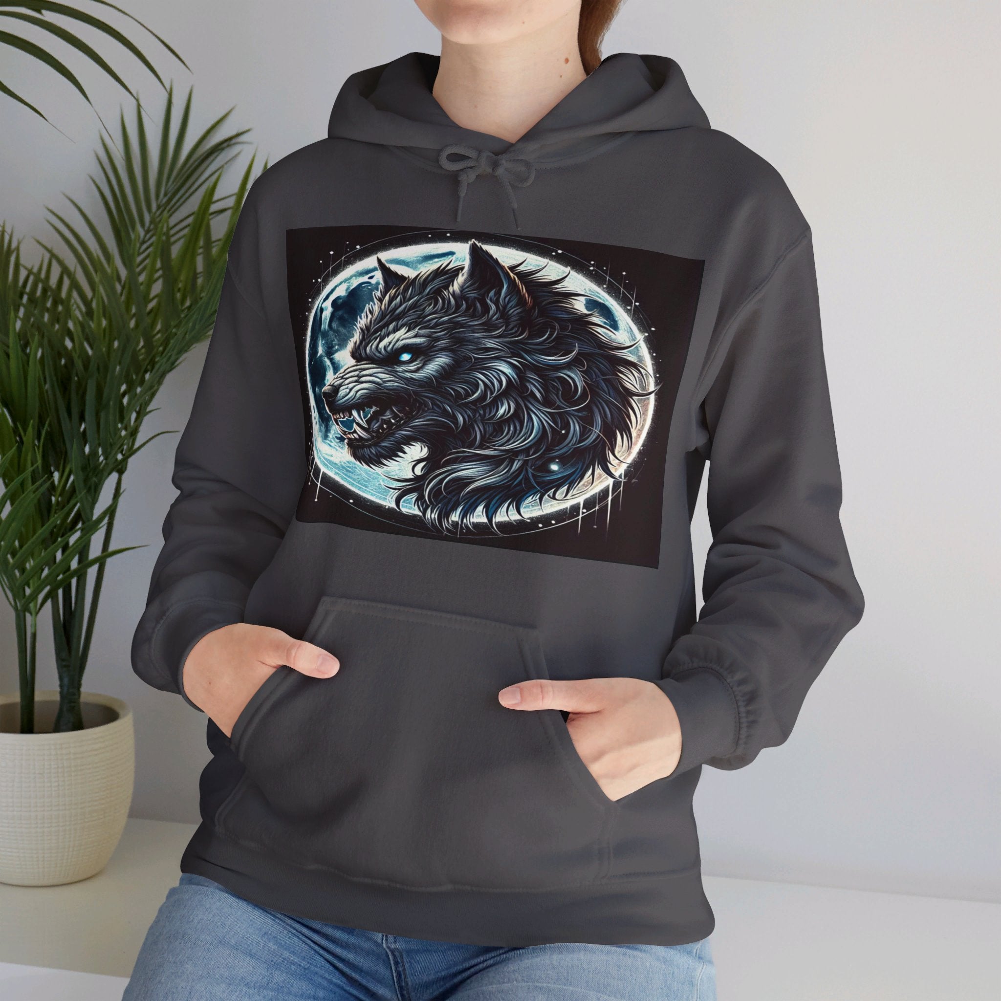 Moonfall Series Fierce Wolf Howling Moon Hoodie Stylish Unique Graphic Hooded Sweatshirt Wolf Adventure Seekers