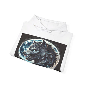 Moonfall Series Fierce Wolf Howling Moon Hoodie Stylish Unique Graphic Hooded Sweatshirt Wolf Adventure Seekers