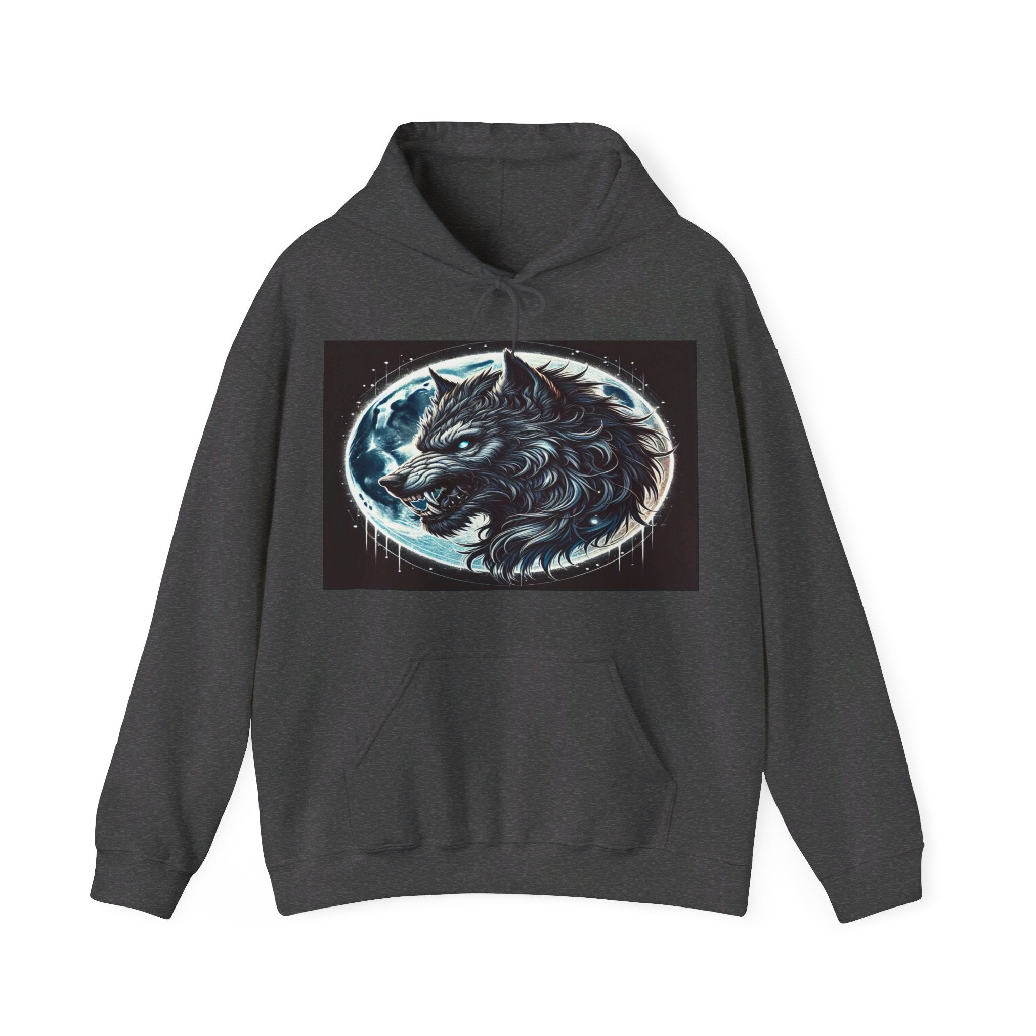 Moonfall Series Fierce Wolf Howling Moon Hoodie Stylish Unique Graphic Hooded Sweatshirt Wolf Adventure Seekers