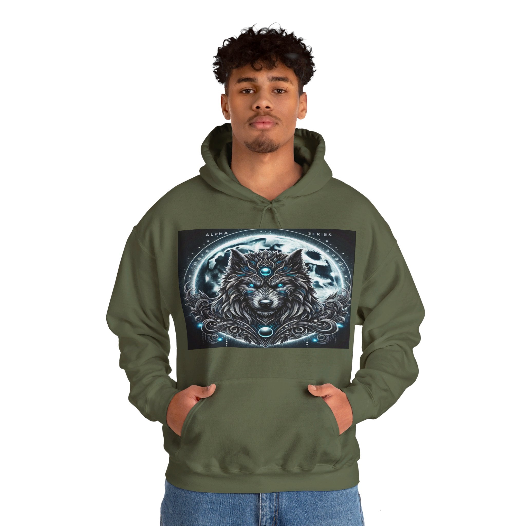 Moonfall Series Alpha Wolf Moon Hoodie Artistic Stylish Unique Graphic Hooded Sweatshirt Wolf Seekers