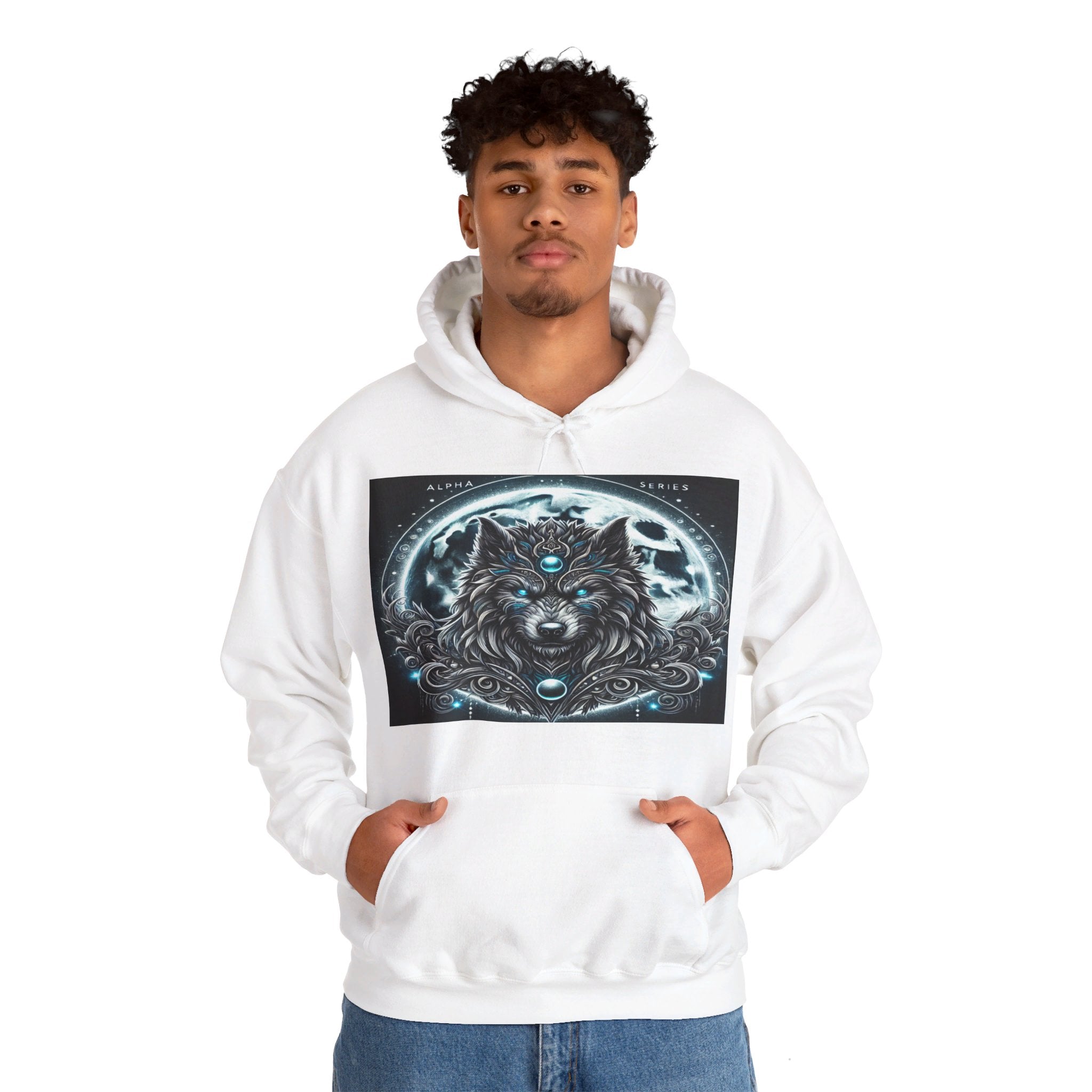 Moonfall Series Alpha Wolf Moon Hoodie Artistic Stylish Unique Graphic Hooded Sweatshirt Wolf Seekers