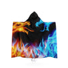 Red and Blue Fire Dragon Hooded Blanket