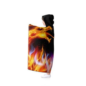 Red and Blue Fire Dragon Hooded Blanket
