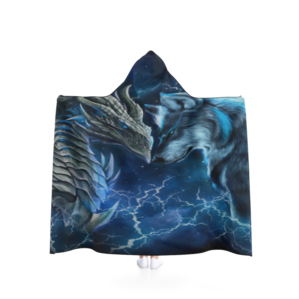 Lighting Dragon Blue Wolf Hooded Blanket