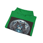 Moonfall Series Blue-Eyed Wolf Moon Hoodie Unique Graphic Hooded Sweatshirt Outdoor Enthusiasts