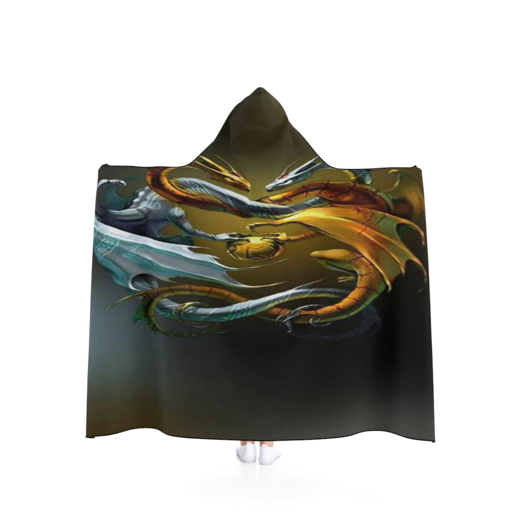 Gold Silver Dragon Hooded Blanket