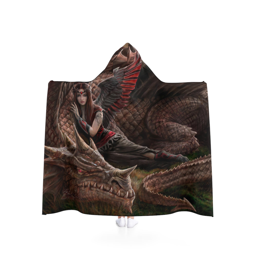Dragon and Warrior Lady Hooded Blanket