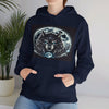 Moonfall Series Celestial Wolf Moon Hoodie Stylish Artistic Unique Graphic Hooded Sweatshirt Wolf Adventure Seekers