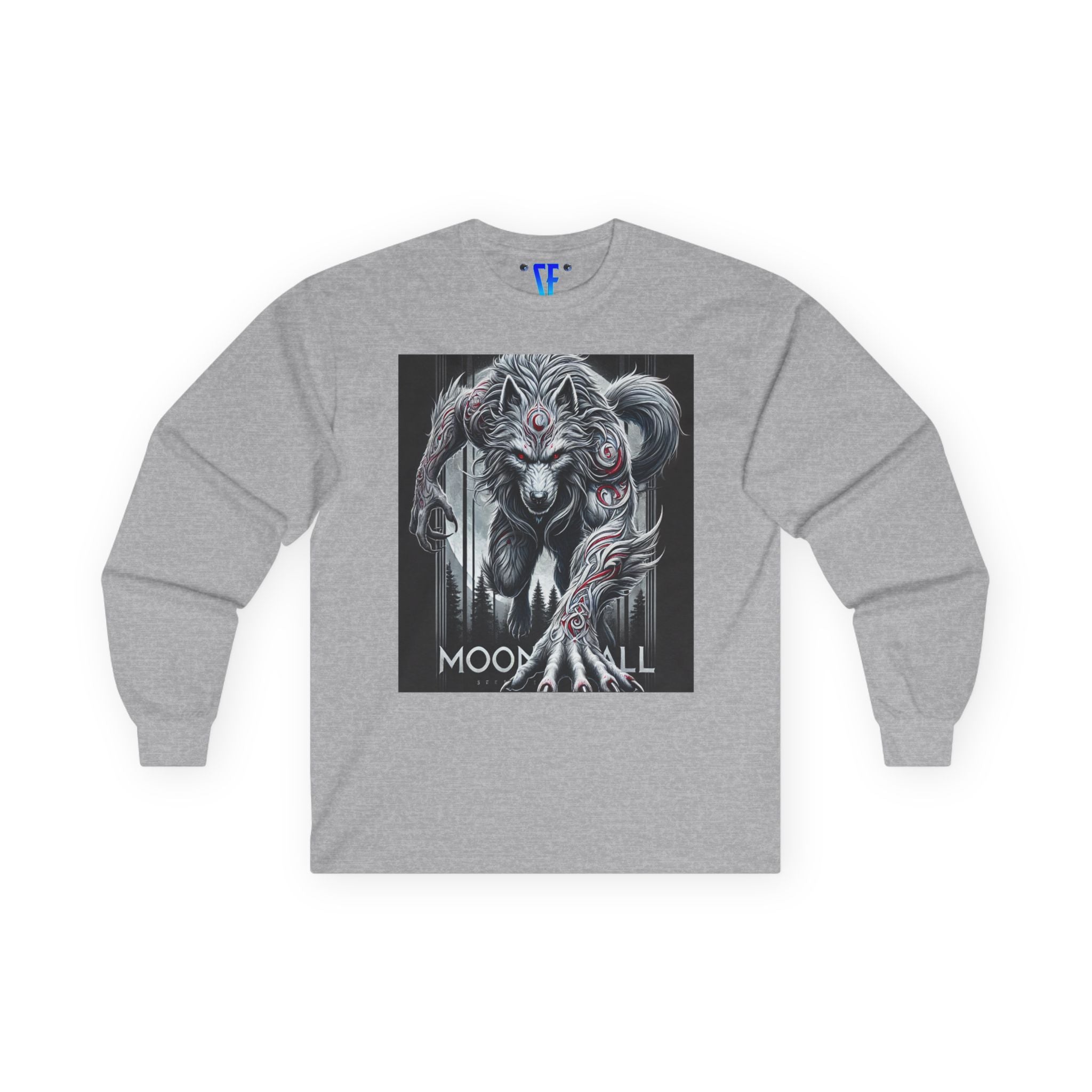 Moonfall Series Silver Werewolf Long Sleeve Tee Mystical Moonlight