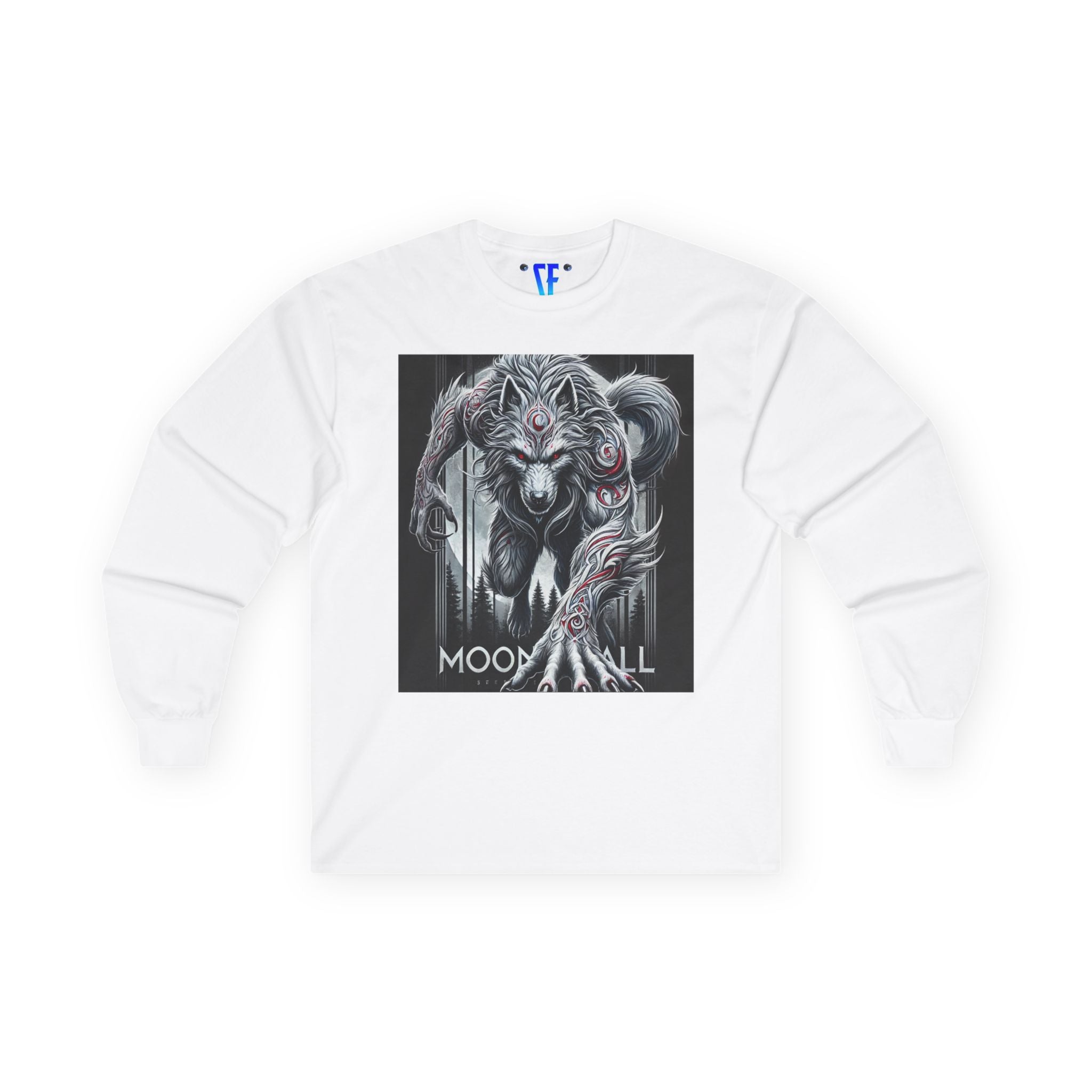 Moonfall Series Silver Werewolf Long Sleeve Tee Mystical Moonlight