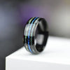 Rose Gold Color Stainless Steel Rings Shell Blue Opal Jewelry