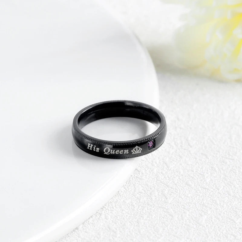 Her King His Queen Couple Crown Rings Romantic Fashion Jewelry for Couples