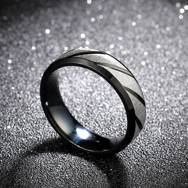 Stainless Steel Blue Black Gold Ring Fashion Frosting Street Party Jewelry