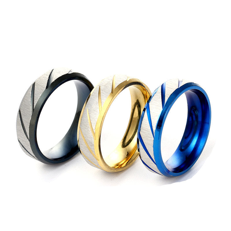 Stainless Steel Blue Black Gold Ring Fashion Frosting Street Party Jewelry