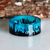 Blue Resin Rings Wood Resin Landscape Ring Natural Scenery Epoxy Resin Rings Jewelry