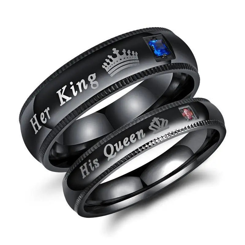 Her King His Queen Couple Crown Rings Romantic Fashion Jewelry for Couples