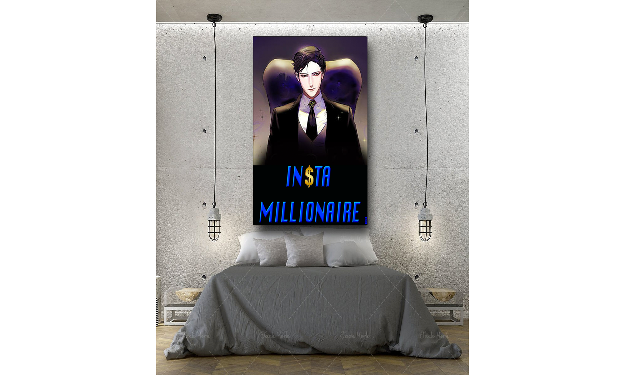 Insta Millionaire Canvas Black Suit Wall Art Home Decor Insta Milliona
