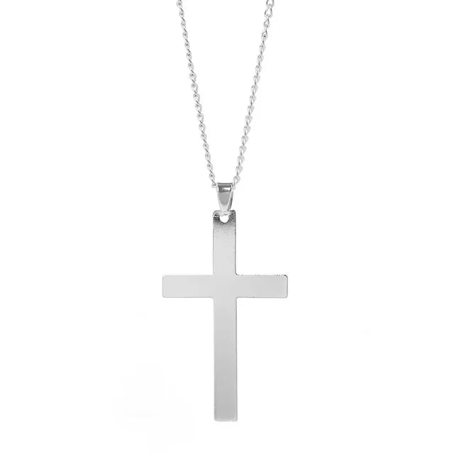 Flame Cross Pendant Chain Necklace Long Cross Jewelry Chain