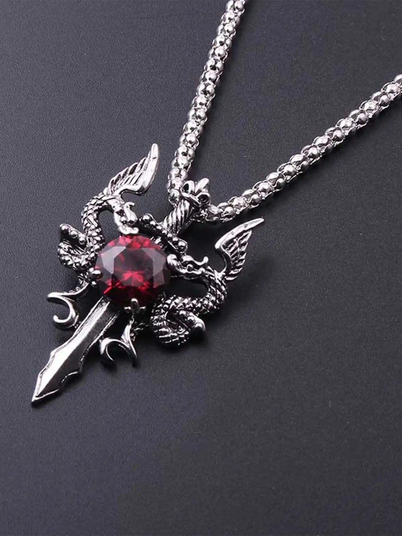 Dragon Water Diamond Long Necklace Dominant Retro Dragon Necklace Jewelry