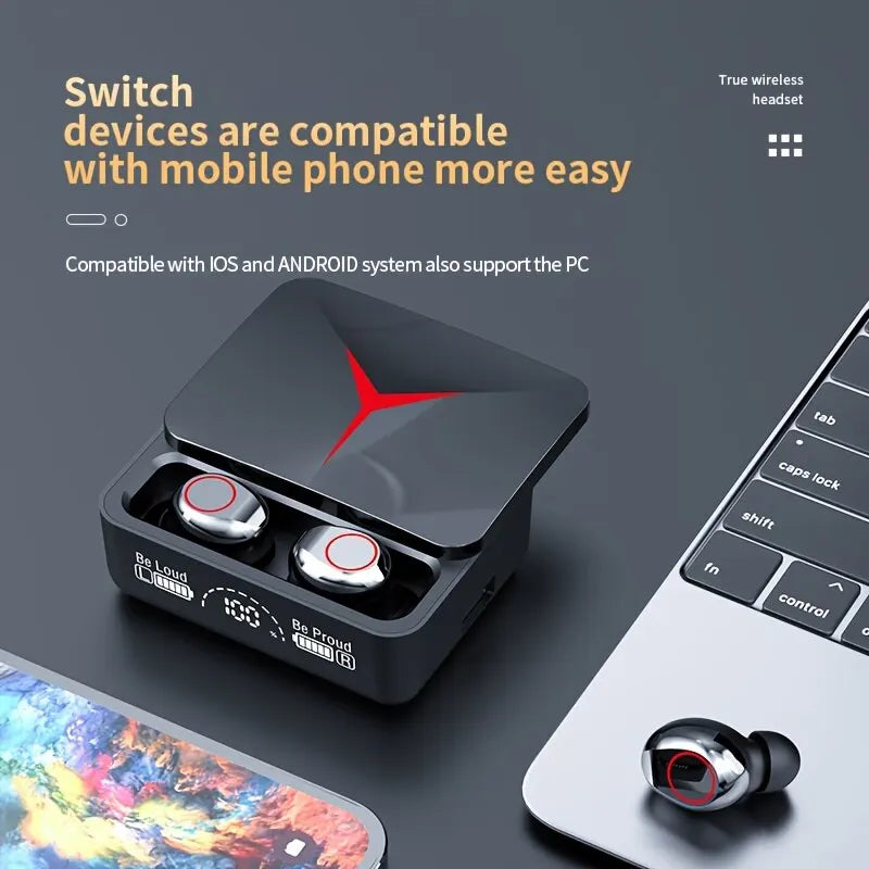 TWS M90 Wireless Headphones Sliding Cover Gaming Earphone Bluetooth 5.3 Sport Earbuds Music Headsets