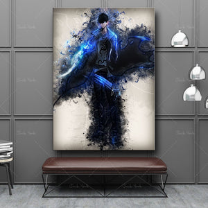 Solo Leveling Sung Jin-Woo Canvas Room Home Decor Wall Art Anime 5 Panel Canvas Solo Leveling