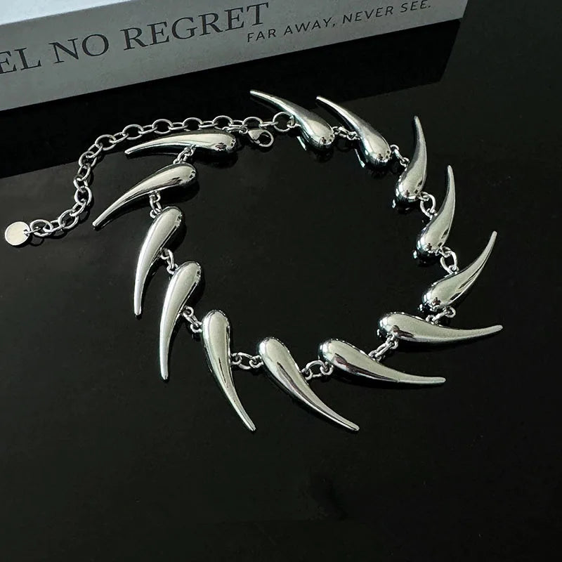 Stainless Steel ChainChoker Necklace Neck Short Collar Wolf Tooth Jewelry Necklaces