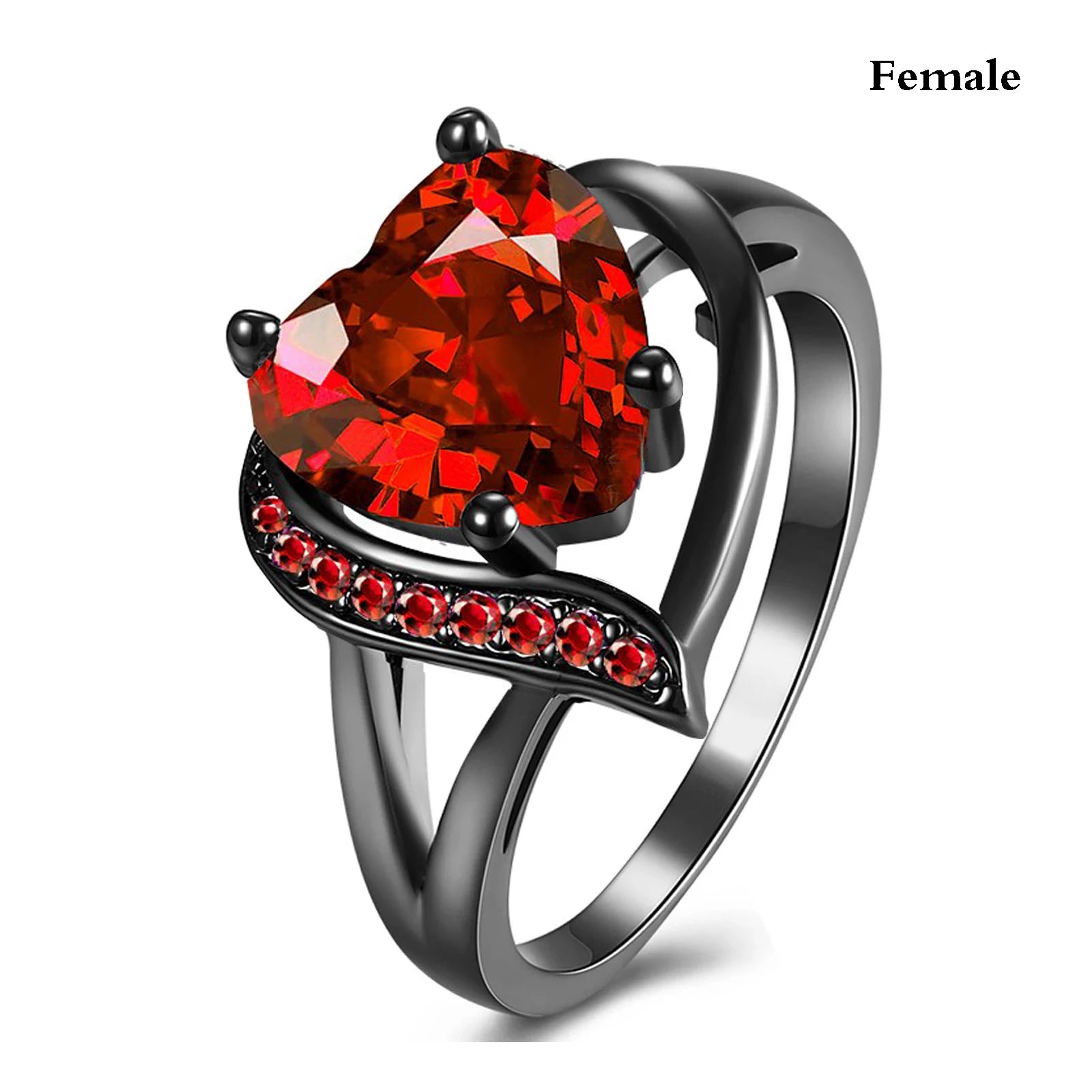 Fashion Couple Promise Rings Romantic Women Heart Blue Rhinestones Zircon Ring Men Stainless Steel Celtic Dragon Ring Jewelry