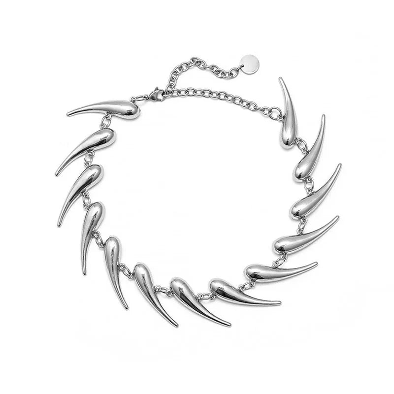 Stainless Steel ChainChoker Necklace Neck Short Collar Wolf Tooth Jewelry Necklaces