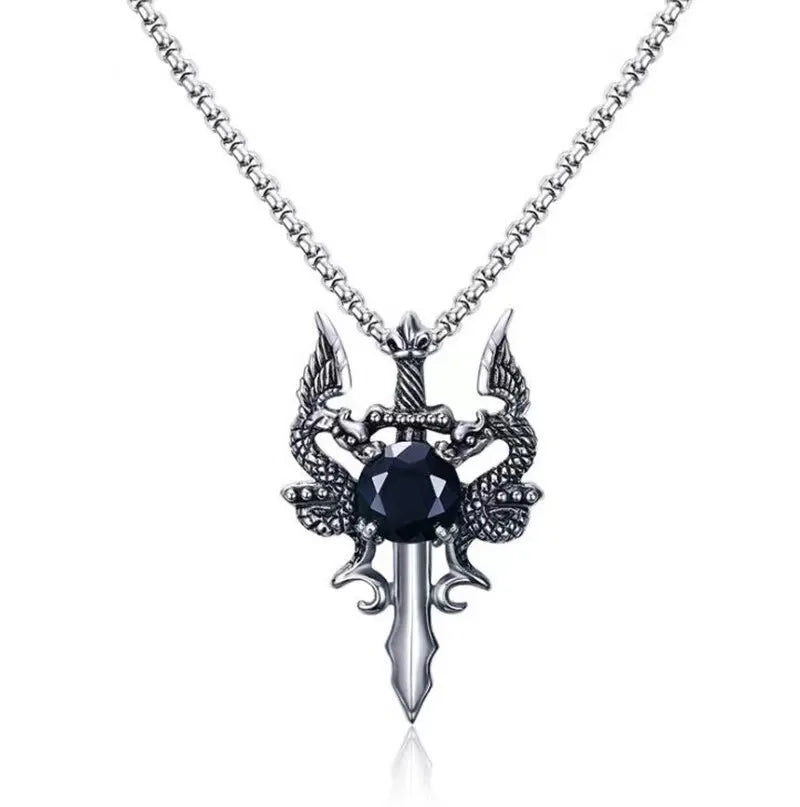 Dragon Water Diamond Long Necklace Dominant Retro Dragon Necklace Jewelry