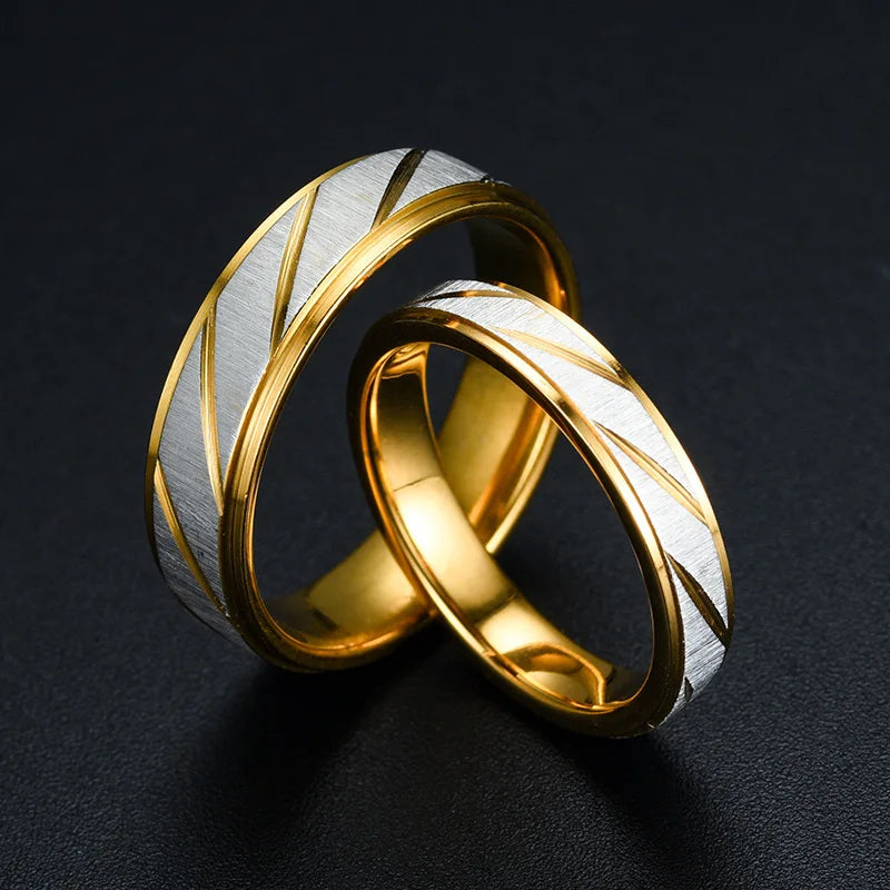 Wave Pattern Couple Rings Men Women High Quality Stainless Steel Ring Engagement Wedding Rings Jewelry