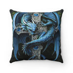 Dragon Blue Cross Polyester Square Pillow