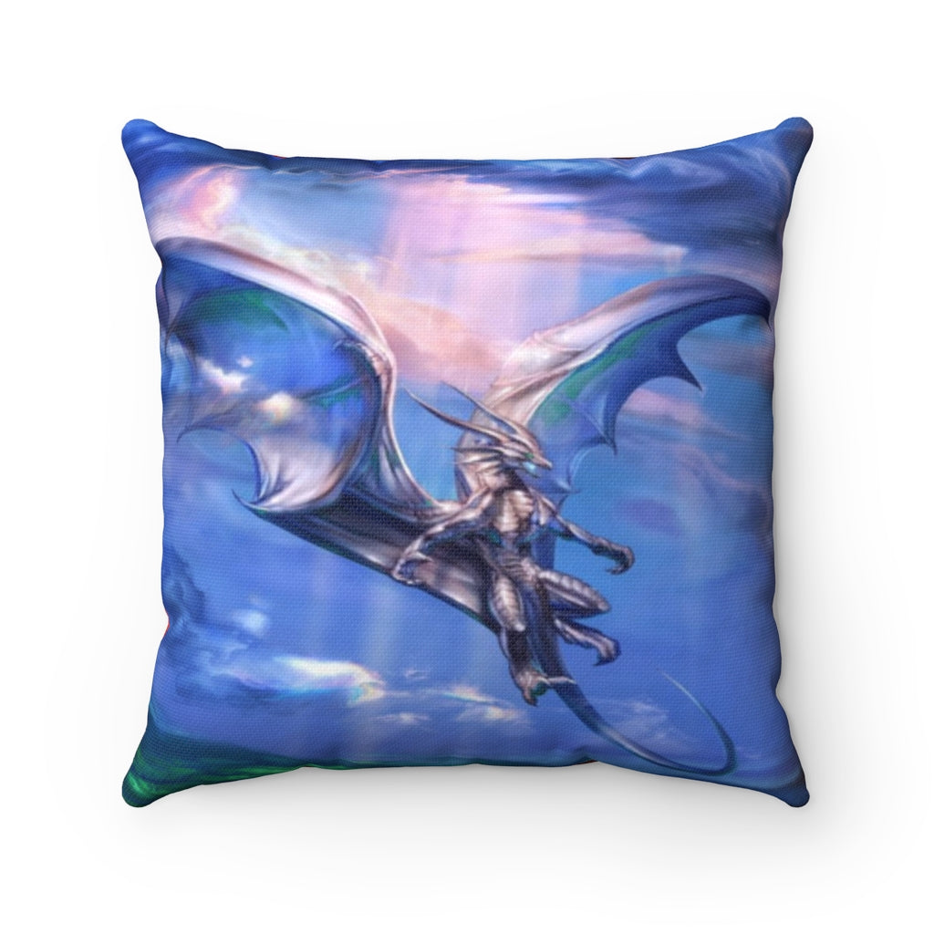 Epic Blue Fire Dragon Polyester Square Pillow