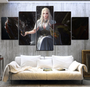 Game of Thrones Mother of Dragons 5 Pieces Canvas Pictures Fantasy Wall Art Canvas