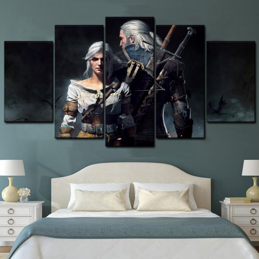 Witcher 5 Pieces Canvas Wall Art Home Decor Pictures Living Room Decoration Canvas
