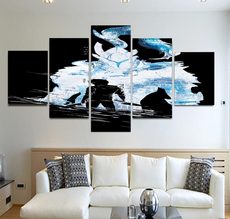 Sung Jin-Woo Igris 5 Pieces Canvas Wall Art Print Home Decor Living Room 5 Panel Canvas