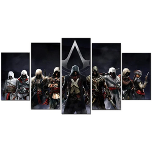 5 Pieces Assassin'S Creed Posters Painting Different Canvas Art Wall Assassin'S Creed Pictures Painting Artwork