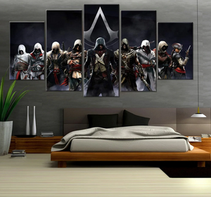 5 Pieces Assassin'S Creed Posters Painting Different Canvas Art Wall Assassin'S Creed Pictures Painting Artwork