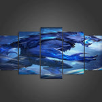Icy Blue Werewolf Alpha 5 Pieces Canvas Wolf Chained Wall Art Bedroom Home Decor Wall Werewolf 5 Panel Canvas