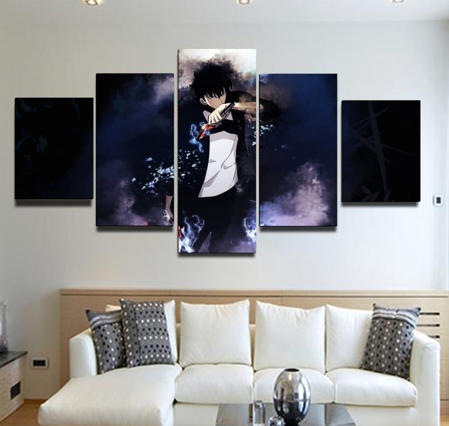 Sung Jin-Woo 5 Pieces Canvas Wall Art Decor Home Living Room Decor 5 Panel Solo Leveling Canvas
