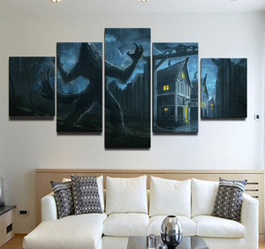 Alpha Werewolf 5 Pieces Canvas Wall Art Decor Home Living Room Decorations 5 Panel Werewolf Canvas