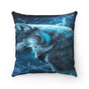 Lighting Dragon Blue Wolf Polyester Square Pillow