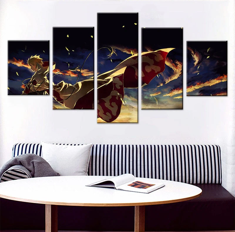 Naruto 7th Hokage Canvas Paintings Living Room Home Decorative 5 Pieces Naruto Pictures Wall Art Framework Animation Canvas